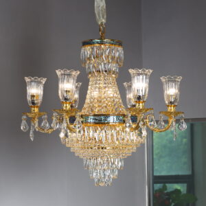 IMG_9815 Đèn chùm phòng khách pha lê trang trí sang trọng, bằng đồng nguyên chất mạ vàng 24K, cho tiệc cưới, nhà hàng và phòng ngủ YSD-2266-6+6