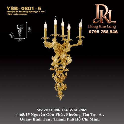 YSB-0801-5 Đèn tường bằng đồng kiểu châu Âu, lớn, phù hợp cho phòng khách, phòng ăn, phòng ngủ, đèn đầu giường, sang trọng cho lối vào và hành lang, phong cách cổ điển Mỹ cho biệt thự YSB-0801-5