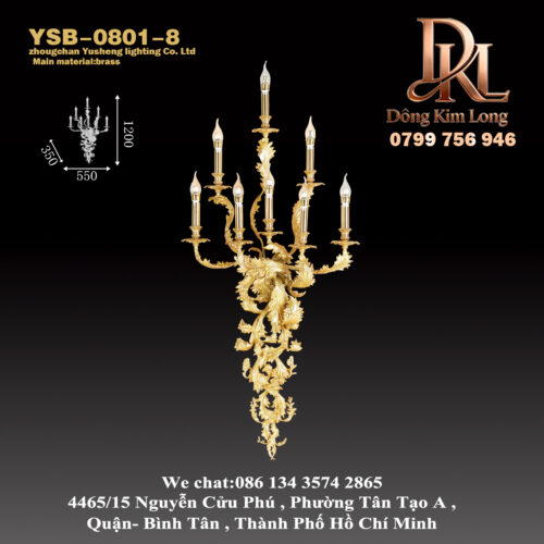 Đèn tường bằng đồng nguyên chất phong cách Pháp cổ điển, biệt thự kiểu châu Âu sang trọng, cầu thang phòng khách hoành tráng, đèn khách sạn phong cách cung đình YSB-0801-8