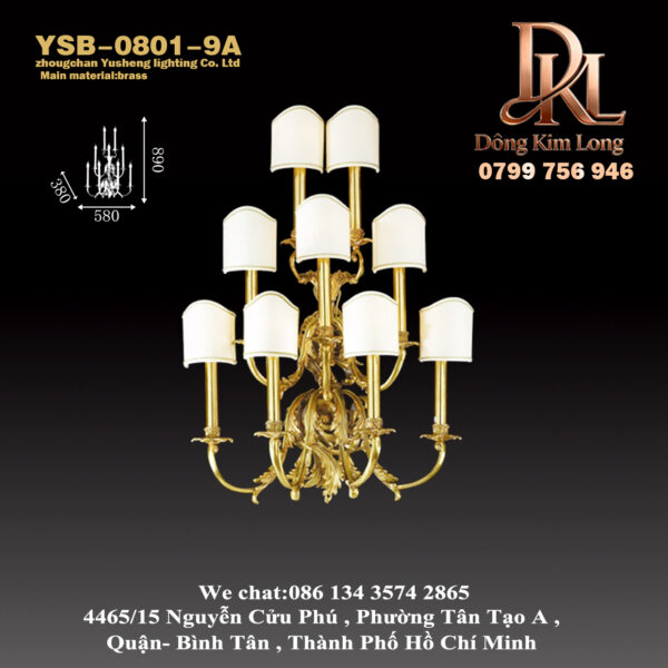 Đèn tường kiểu Pháp cổ điển bằng đồng nguyên chất, đèn tường sang trọng kiểu châu Âu, thích hợp cho phòng khách biệt thự, đèn hành lang, đèn cầu thang YSB-0801-9