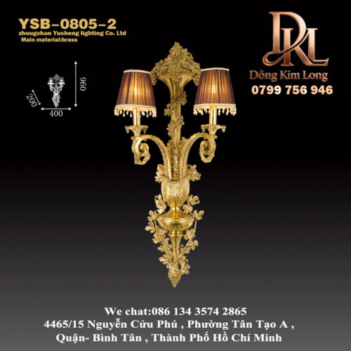 Đèn tường kiểu Pháp toàn đồng, đèn đầu giường phòng ngủ, phòng khách, hành lang, phong cách châu Âu sang trọng, biệt thự cung đình cổ điển, đèn tường Baroque đồng, đèn tường lớn hai đầu YSB-0805-2