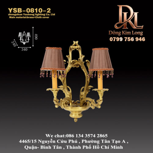 YSB-0810-2 Đèn tường phòng khách bằng đồng phong cách Châu Âu, đèn tường pha lê Pháp, đèn tường phòng ngủ, đèn tường cầu thang, đèn tường gương, đèn lối đi YSB-0810-2