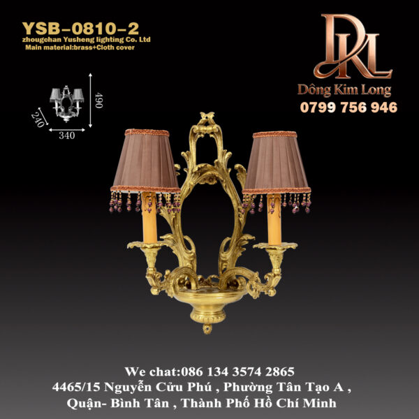 YSB-0810-2 Đèn tường phòng khách bằng đồng phong cách Châu Âu, đèn tường pha lê Pháp, đèn tường phòng ngủ, đèn tường cầu thang, đèn tường gương, đèn lối đi YSB-0810-2