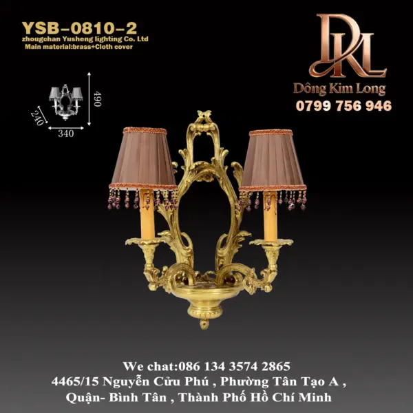 YSB-0810-2 Đèn tường phòng khách bằng đồng phong cách Châu Âu, đèn tường pha lê Pháp, đèn tường phòng ngủ, đèn tường cầu thang, đèn tường gương, đèn lối đi YSB-0810-2