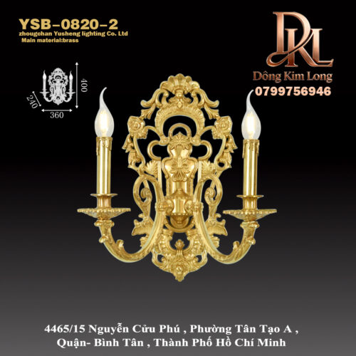 YSB-0820-2 Đèn tường ba đầu hình hoa cổ điển kiểu châu Âu mới bán chạy của Barrett Home Furnings, đồng thau tẩy sáp nguyên khối công nghiệp YSB-0820-2