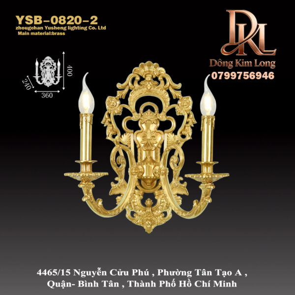 YSB-0820-2 Đèn tường ba đầu hình hoa cổ điển kiểu châu Âu mới bán chạy của Barrett Home Furnings, đồng thau tẩy sáp nguyên khối công nghiệp YSB-0820-2