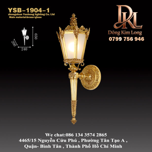 YSB-1904-1 Đèn tường ngoài trời chống nước bằng đồng nguyên chất kiểu Pháp sang trọng, đèn tường lớn cho sảnh biệt thự phong cách châu Âu cổ điển, đèn nghệ thuật bằng đồng phủ sáp YSB-1904-1