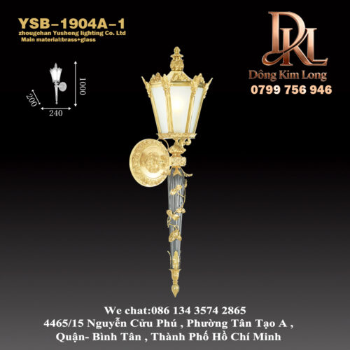 YSB-1904A-1 Đèn tường ngoài trời chống nước bằng đồng nguyên chất kiểu Pháp sang trọng, đèn tường lớn cho sảnh biệt thự phong cách châu Âu cổ điển, đèn nghệ thuật bằng đồng phủ sáp YSB-1904A-1
