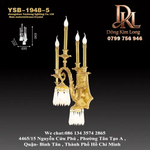 YSB-1948-5 Đèn tường pha lê sang trọng nhẹ nhàng phòng ngủ chính ,đèn ngủ khách sạn biệt thự phòng khách sáng tạo, đèn tường nền TV ghế sofa YSB-1948-5