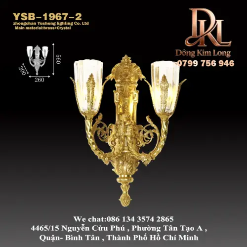 Đèn tường đồng kiểu Pháp phòng khách nền tường phòng ngủ đèn ngủ đơn giản kiểu Châu Âu cầu thang lối đi đèn tường TV Châu Âu sang trọng YSB-1967-2