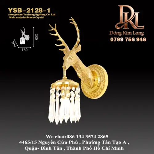 Đèn tường đầu hươu sang trọng kiểu Pháp phòng khách đèn tường nền hiên cầu thang hành lang cửa đầu đèn trang trí đèn ngủ phòng ngủ YSB-2128-1