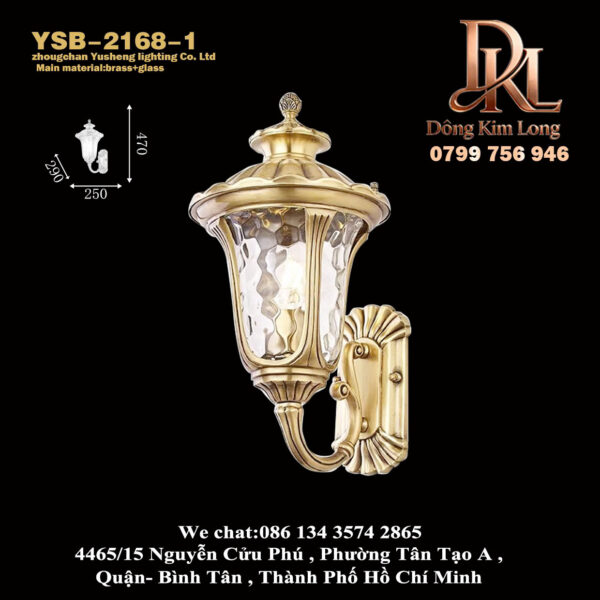 YSB-2168-1 Đèn tường ngoài trời kiểu Châu Âu đúc đồng toàn bộ, đèn hoa sen bằng thủy tinh, đèn cổng biệt thự, đèn hành lang, đèn LED tường ngoài YSB-2168-1
