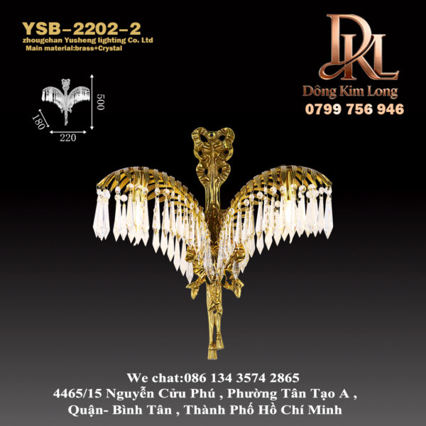 Đèn tường pha lê sang trọng bằng đồng kiểu Pháp, phòng khách, phòng ngủ, đèn hành lang cạnh giường ngủ YBS-2202-2