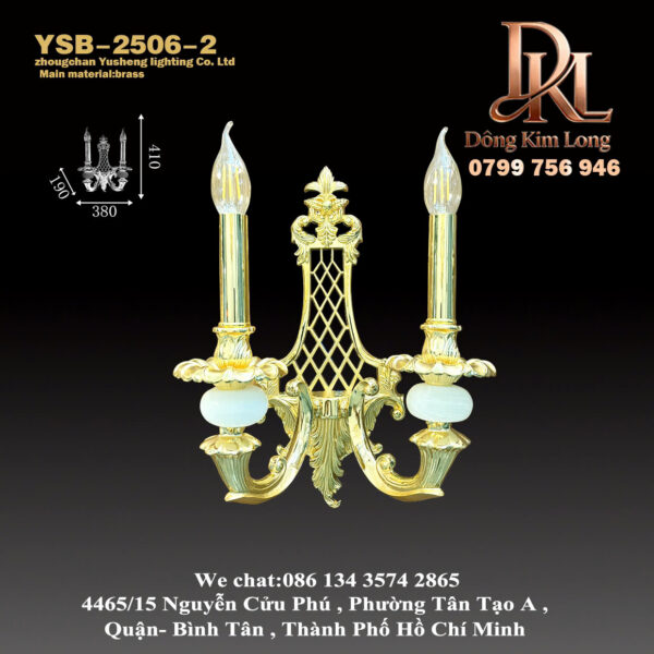 YSB-2506-2 Đèn tường bằng đồng kiểu Châu Âu sang trọng, phù hợp cho hành lang biệt thự kiểu cung điện, phòng khách, phòng ngủ, đèn trang trí tường TV phong cách Pháp YSB-2506-2