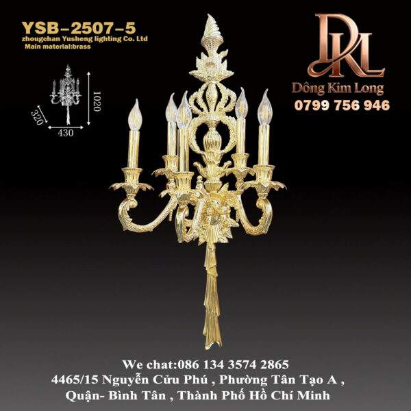 YSB-2507-5 Đèn tường bằng đồng kiểu châu Âu, phòng khách phong cách Pháp cao cấp và sang trọng, hành lang, lối vào sáng tạo, đèn tường biệt thự YSB-2507-5