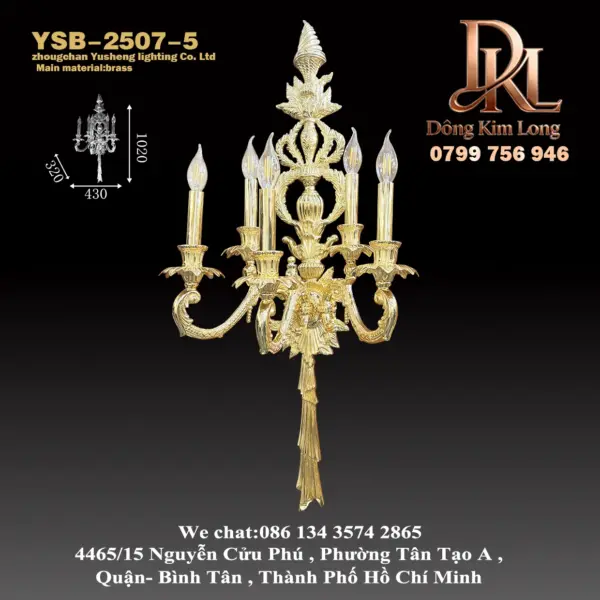 Đèn tường bằng đồng kiểu châu Âu, phòng khách phong cách Pháp cao cấp và sang trọng, hành lang, lối vào sáng tạo, đèn tường biệt thự YSB-2507-5