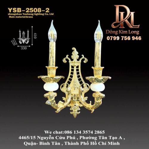 YSB-2508-2 Đèn tường bằng đồng kiểu Pháp sang trọng theo phong cách châu Âu cho biệt thự, phòng khách, phòng ăn, hành lang, phòng ngủ và khách sạn YSB-2508-2