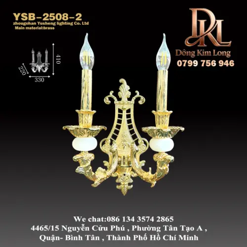 YSB-2508-2 Đèn tường bằng đồng kiểu Pháp sang trọng theo phong cách châu Âu cho biệt thự, phòng khách, phòng ăn, hành lang, phòng ngủ và khách sạn YSB-2508-2