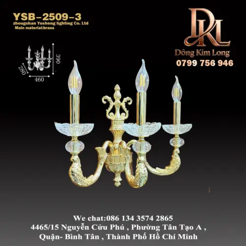 YSB-2509-3 Đèn tường pha lê nến hợp kim kiểu châu Âu, phù hợp cho phòng ngủ, hành lang, phòng khách, phòng ăn, biệt thự phong cách Pháp, khuyến mãi ưu đãi YSB-2509-3