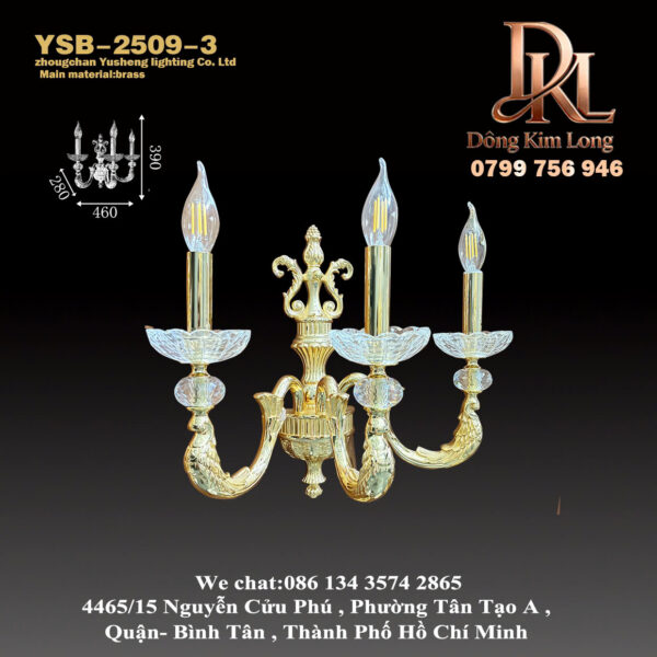 YSB-2509-3 Đèn tường pha lê nến hợp kim kiểu châu Âu, phù hợp cho phòng ngủ, hành lang, phòng khách, phòng ăn, biệt thự phong cách Pháp, khuyến mãi ưu đãi YSB-2509-3
