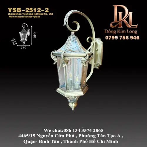 Đèn tường đôi lắp ngoài trời, hai bên cửa chính, ban công, kiểu châu Âu cổ điển, chống nước, dành cho hiên sân vườn và tường ngoài YSB-2512-2