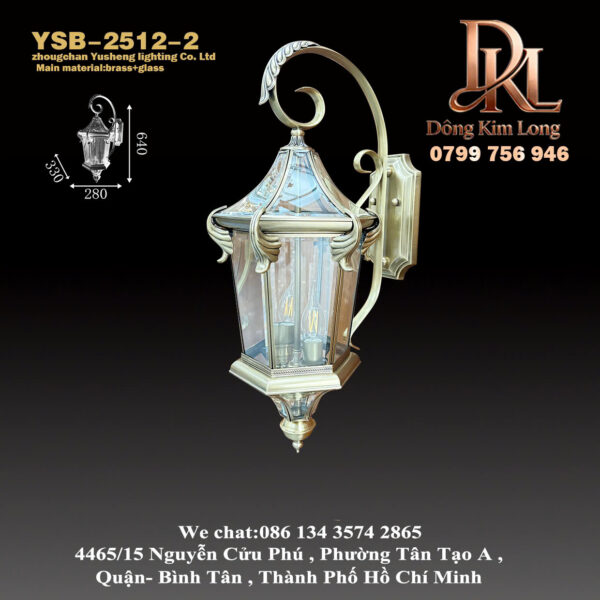 YSB-2512-2 Đèn tường đôi lắp ngoài trời, hai bên cửa chính, ban công, kiểu châu Âu cổ điển, chống nước, dành cho hiên sân vườn và tường ngoài YSB-2512-2