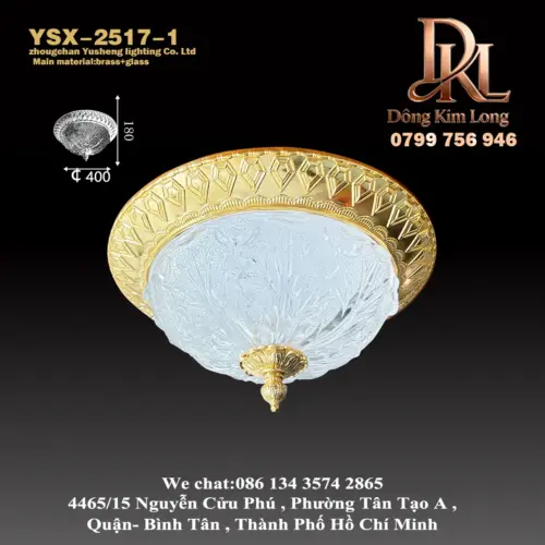 YSB-2517-1 Đèn ốp trần bằng đồng kiểu Pháp, tiết kiệm năng lượng cho phòng ngủ, đèn phong cách châu Âu cho biệt thự, ban công, hành lang, phòng khách và phòng làm việc YSX-2517-1