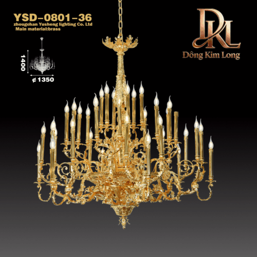 YSD-0801-36 Đèn chùm trang trí cho biệt thự,đại sảnh,nhà hàng,nhà thờ tiệc cưới,hội nghị và các sảnh lớn sang trọng cổ điển đèn đồngYSD-0801-36