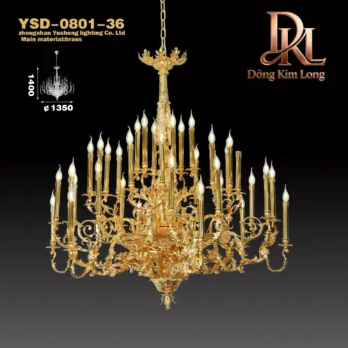 Đèn chùm trang trí cho biệt thự,đại sảnh,nhà hàng,nhà thờ tiệc cưới,hội nghị và các sảnh lớn sang trọng cổ điển đèn đồngYSD-0801-36