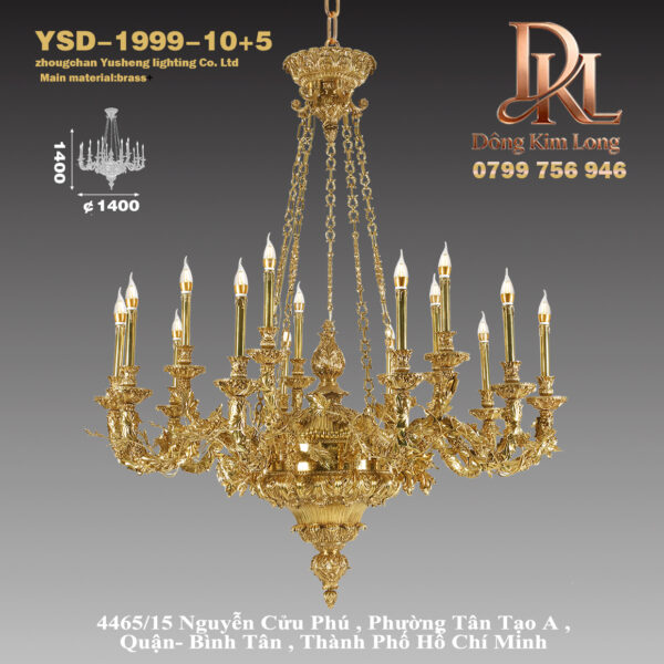 YSD-1999-10+5 Đèn chùm kiểu Pháp phòng khách phòng ngủ nhà hàng ,đèn biệt thự cổ điển sang trọng châu Âu...YSD-1999+10+5