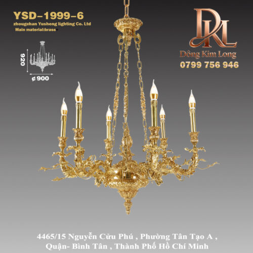 YSD-1999-6 Đèn chùm đồng nguyên chất cao cấp kiểu Pháp sang trọng cổ điển phong cách châu Âu ,phòng khách phòng ăn phòng ngủ biệt thự YSD-1999-6