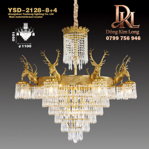 YSD-2128-8+4灯头数13个眼色加州红 Đèn chùm pha lê đồng nguyên khối kiểu Pháp, phòng khách gác xếp sang trọng cổ điển kiểu châu Âu, biệt thự song lập kiểu Pháp YSD-2128-8+4
