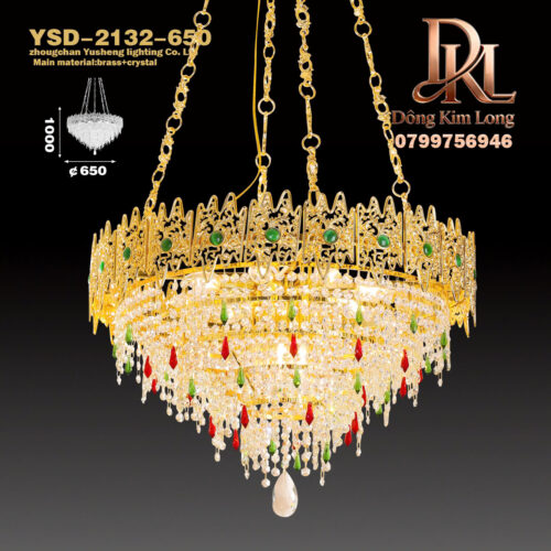 YSD-2132-650 12个灯头 Đèn chùm pha lê đồng nguyên khối kiểu Pháp màu kem phong cách đồng quê phòng ngủ /phòng khách/ phòng thay đồ sang trọng /đèn lối vào -YSD-2132-650