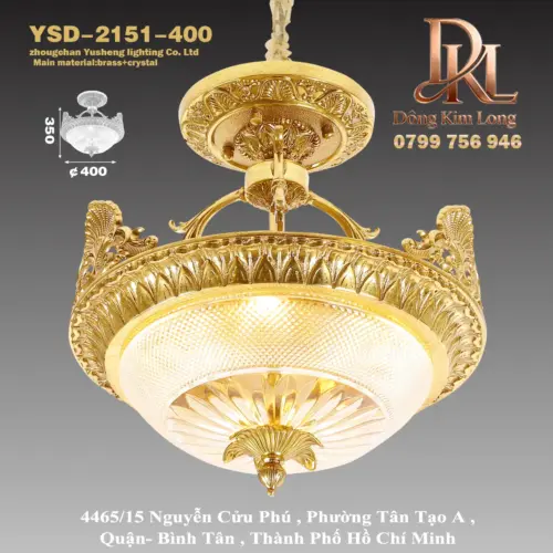 Đèn chùm bằng đồng nguyên chất phong cách châu Âu cho biệt thự sang trọng, đèn trần pha lê, đèn hành lang, đèn tiền sảnh, đèn ban công, đèn cổ điển mới YSD-2109-4