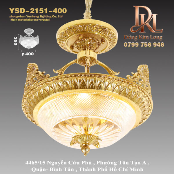 Đèn chùm bằng đồng nguyên chất phong cách châu Âu cho biệt thự sang trọng, đèn trần pha lê, đèn hành lang, đèn tiền sảnh, đèn ban công, đèn cổ điển mới YSD-2109-4