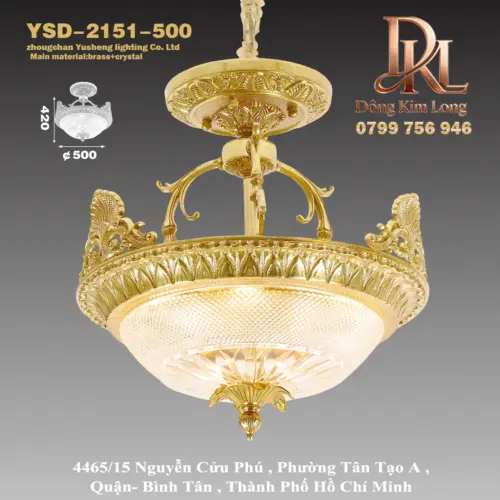 Đèn treo trần bằng đồng nguyên chất kiểu châu Âu sang trọng cho biệt thự, đèn ốp trần pha lê, đèn hành lang, lối vào, ban công, đèn cổ điển mới YSD-2151-4-4