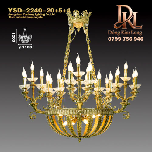 YSD-2240-20+5+4 Đèn chùm kiểu Pháp phòng khách phong cách Châu Âu ,đèn đồng biệt thự nguyên chất sang trọng cổ điển Mỹ, đèn chùm toàn bộ bằng đồng, phòng ngủ, nhà hàng ,phòng làm việc YSD-2240-20+5+4