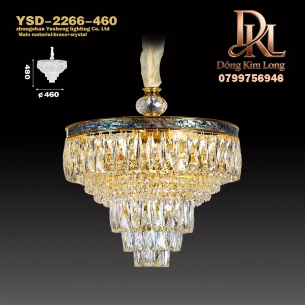 Đèn chùm pha lê bằng đồng thau sang trọng kiểu Pháp Châu Âu  YSD-2266-460