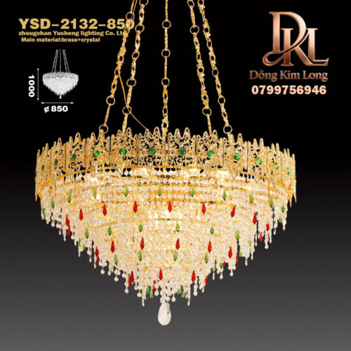 YSD-2312-850-15 BÓNG Đèn chùm pha lê đồng nguyên khối kiểu Pháp màu kem phong cách đồng quê phòng ngủ /phòng khách/ phòng thay đồ sang trọng /đèn lối vào -YSD-2132-850