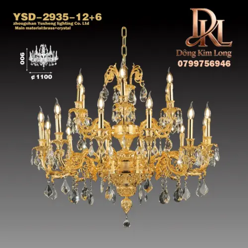 Phòng khách biệt thự song lập phong cách Châu Âu, đèn chùm Trung Sơn, dự án sảnh khách sạn Pháp YSD-2935-12+6