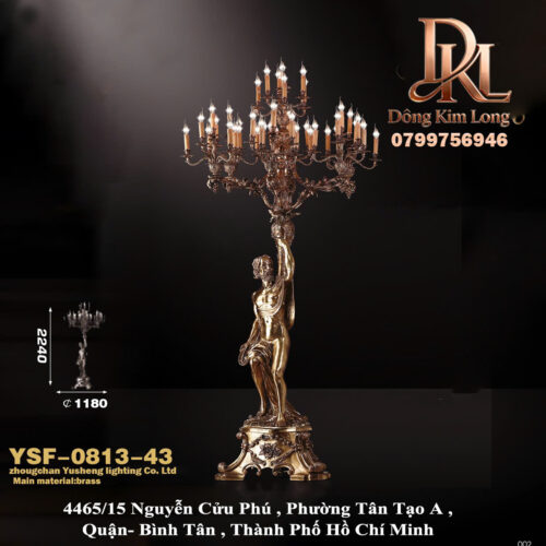 YSF-0813-43 Đèn cây phong cách châu Âu cổ điển bằng đồng thau nguyên khối Barry với tượng nhân vật nâng đỡ YSF-0813-43