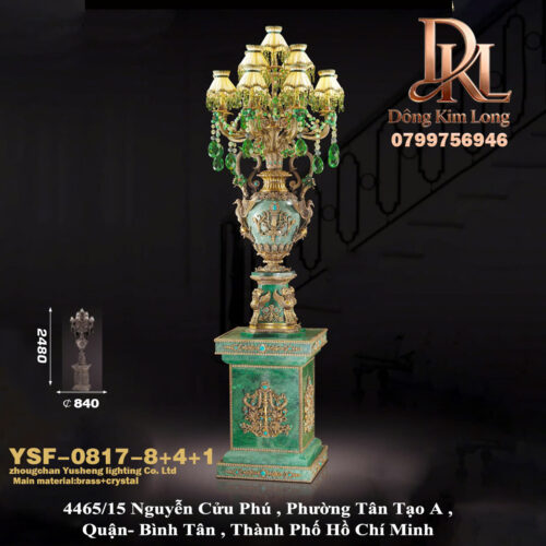 YSF-0817-8+4+1 Đèn cây phong cách Pháp cho phòng khách, đèn chuyên dụng cho biệt thự cao cấp, đồ trang trí cao cấp bằng đồng nguyên chất YSF-0817-8+4+1