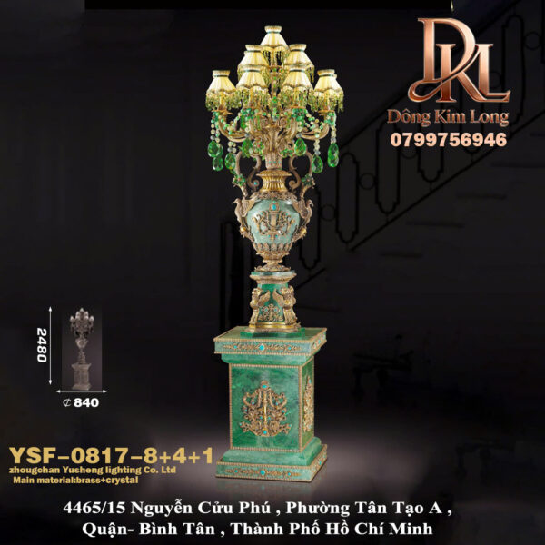YSF-0817-8+4+1 Đèn cây phong cách Pháp cho phòng khách, đèn chuyên dụng cho biệt thự cao cấp, đồ trang trí cao cấp bằng đồng nguyên chất YSF-0817-8+4+1
