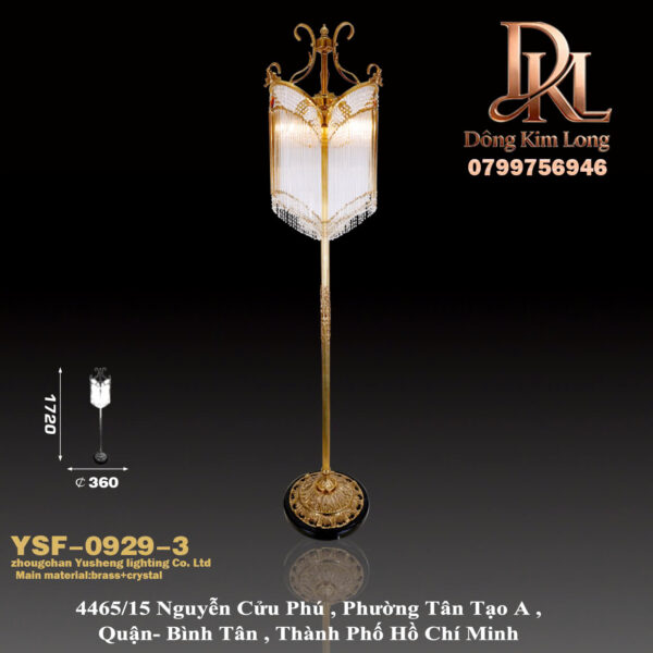 Đèn đứng bằng đồng nguyên chất kiểu Pháp, đèn chùm pha lê phong cách châu Âu sang trọng cho phòng khách, phòng ngủ, phòng làm việc, biệt thự và câu lạc bộ YSF-0929-3