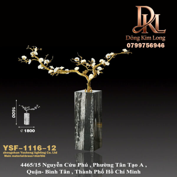 YSF-1116-12 Đèn sàn bằng đồng phong cách Pháp, thiết kế sáng tạo hình cành cây, trang trí nghệ thuật cho khách sạn, biệt thự, phòng khách YSF-1116-12