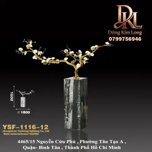Đèn sàn bằng đồng phong cách Pháp, thiết kế sáng tạo hình cành cây, trang trí nghệ thuật cho khách sạn, biệt thự, phòng khách YSF-1116-12