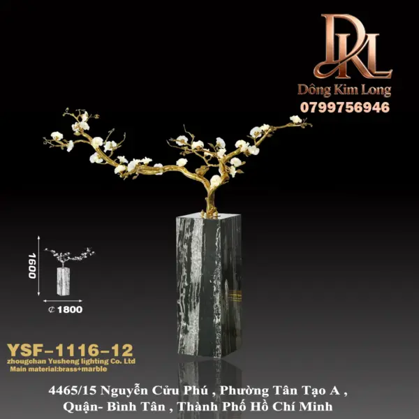 Đèn sàn bằng đồng phong cách Pháp, thiết kế sáng tạo hình cành cây, trang trí nghệ thuật cho khách sạn, biệt thự, phòng khách YSF-1116-12