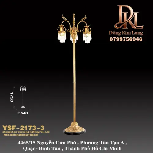 Đèn đứng bằng đồng pha lê kiểu Pháp, phong cách châu Âu, biệt thự hiện đại sang trọng nhẹ, trang trí phòng khách, hành lang, phòng và khách sạn YSF-2173-3