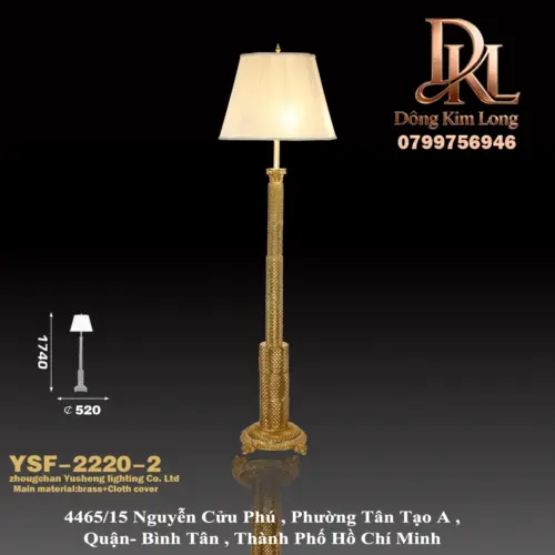 Đèn sàn đồng lớn phong cách Pháp Châu Âu cổ điển, trang trí cho biệt thự, khách sạn, sảnh sang trọng và phòng khách YSF-2220-2