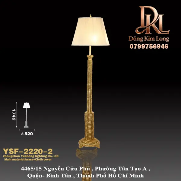 Đèn sàn đồng lớn phong cách Pháp Châu Âu cổ điển, trang trí cho biệt thự, khách sạn, sảnh sang trọng và phòng khách YSF-2220-2